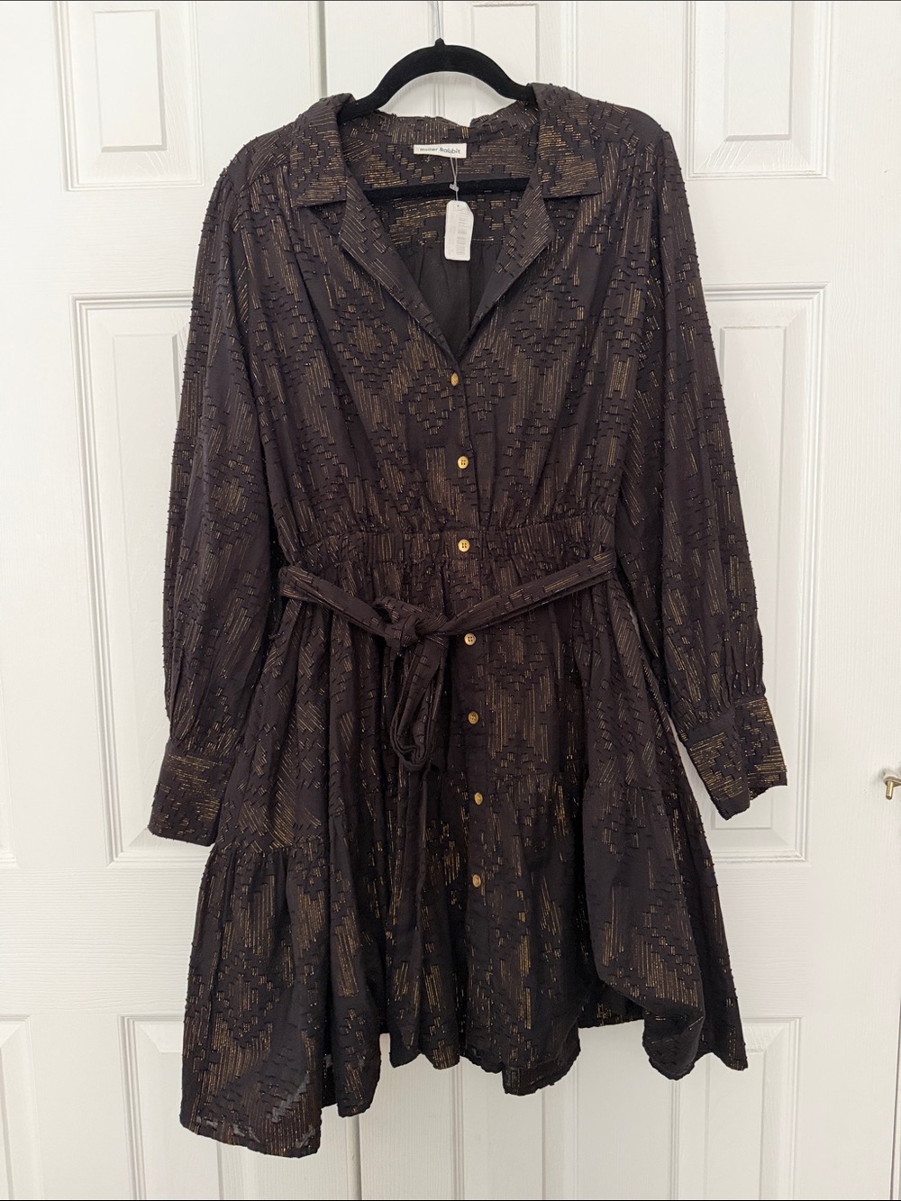Roller Rabbit Black Mini Dress with Gold Accents